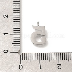 304ステンレススチールマイクロパヴェキュービックジルコニアペンダント  数字のチャーム  ステンレス鋼色  13x8.5x3mm  穴：2mm&nbsp;STAS-H228-01P-05