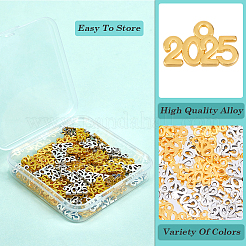 100本2色合金ペンダント  数2025  アンティークシルバー＆ゴールデン  14x9x2mm  穴：1.5mm  50個/カラー&nbsp;FIND-SP0002-35