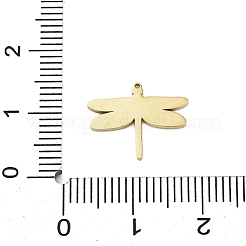 304ステンレススチールエナメルチャーム  トンボチャーム  14KGP本金メッキ  ミッドナイトブルー  12x15x1mm  穴：0.7mm&nbsp;STAS-L022-488A-G