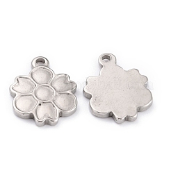 変色しない304ステンレススチールペンダント  花  ステンレス鋼色  18x14.5x2mm  穴：1.8mm&nbsp;STAS-O145-41P