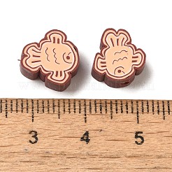 ポリマークレイビーズ  魚  桃パフ  10x10.5x5mm  穴：2mm&nbsp;CLAY-Z003-04