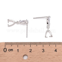 Anti-Tarnish Rhodium Plated 925 Sterling Silver Dangle Stud Earing Settings&nbsp;X-STER-K038-008P