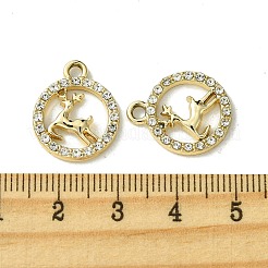 UVメッキ合金ラインストーンペンダント  ゴールドカラー  鹿  18x15x2mm  穴：1.9~2mm&nbsp;FIND-B039-02G-08