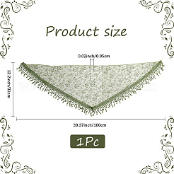 女性用布製ポリエステルヘッドバンド  三角ヘアアクセサリー  オリーブドラブ  1000x310x0.5mm&nbsp;OHAR-WH20012-01A-01