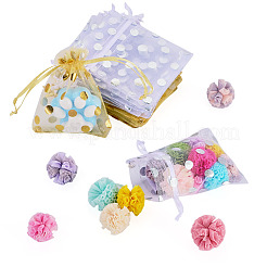 30Pcs 2 Colors Hot Stamping Polka Dot Organza Jewelry Drawstring Bags&nbsp;ABAG-TADJ0001-06A