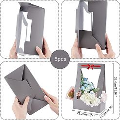 折り畳み式のインスピセート紙箱  ポータブルギフト包装ボックス  ベーカリーケーキカップケーキボックスコンテナ  長方形  グレー  22.2x11.9x35.4cm&nbsp;CON-NB0001-69C