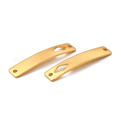 201ステンレススチールコネクタチャーム  24KGP本金メッキ  カーブ長方形のリンク  菱形模様  30x6x0.8mm  穴：1.4mm&nbsp;STAS-D244-32G-B