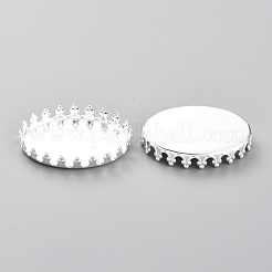 304ステンレススチールカボションセッティング  レースエッジベゼルカップ  フラットラウンド  銀  26x19x4mmトレイ：25x18mm&nbsp;STAS-Y001-07B-S