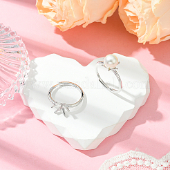 2Pcs Adjustable Rhodium Plated 925 Sterling Silver Finger Rings Components&nbsp;STER-BBC0008-60