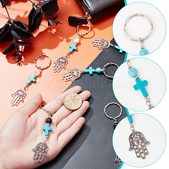 20Pcs 5 Style Mixed Gemstone Bead and Synthetic Turquoise beads Keychain&nbsp;KEYC-GA0001-05