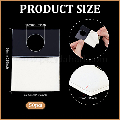 PVC 粘着ジュエリーディスプレイカードフック  長方形  ホワイト  64x47.5x3mm  穴：18mm&nbsp;FIND-WH0148-491