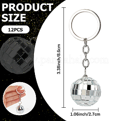 ミラーボールアクリルパーツキーホルダー  合金パーツ  銀  86mm&nbsp;KEYC-WH20002-09B-01