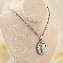 201 Stainless Steel Embossed Virgin Mary Pendant Rope Chain Necklaces&nbsp;NJEW-S387-08P