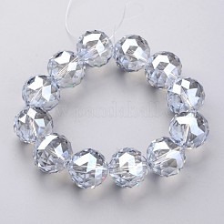 電気メッキガラスビーズ連売り  パール光沢メッキ  多面カット  ティアドロップ  アリスブルー  19.5mm  穴：2mm  約12個/連  8.6インチ（22cm）&nbsp;EGLA-J140-PL01-20mm