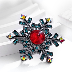 Christmas Snowflake Zinc Alloy Rhinestone  Brooches&nbsp;PW-WG3DC98-01