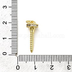 真鍮製マイクロパヴェキュービックジルコニアペンダント  ネイル  丸カン付き  長持ちメッキ  鉛フリー＆カドミウムフリー  ラックめっき  18KGP本金メッキ  19.5x7mm  穴：3mm&nbsp;KK-K400-45G