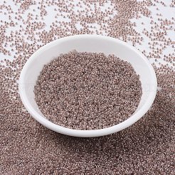 MIYUKIラウンドロカイユビーズ  日本製シードビーズ  (rr224) ココアライン入りクリスタル  11/0  2x1.3mm  穴：0.8mm  約1100PCS /ボトル  10 G /ボトル&nbsp;SEED-JP0008-RR0224