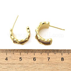 真鍮エナメルスタッドピアス  キャラメルアンバースタイル  14KGP本金メッキ  リング  15x10mm&nbsp;EJEW-B120-01G-03