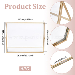 ガラス製フォトフレームスタンド  鉄パーツ  長方形  ゴールドカラー  215x262x11mm&nbsp;AJEW-WH0270-539