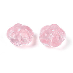 透明なガラスの花ビーズ  ツートン  フラミンゴ  6x10x10mm  穴：0.9~1mm&nbsp;GLAA-T030-04C
