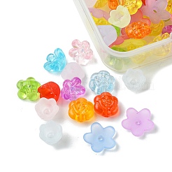 100個4スタイルの透明アクリルビーズ  花  ミックスカラー  9~12.5x9.5~13x2.5~7mm  穴：1.5~2mm  25個/スタイル&nbsp;TACR-FS0001-45