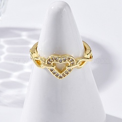Adjustable Brass Micro Pave Clear Cubic Zirconia Rings for Women&nbsp;RJEW-U043-05G
