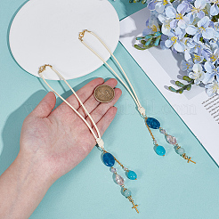 2Pcs Glass Bead & Natural Dyed Malaysia Jade & Natural Amazonite & Alloy Pendant Decorations&nbsp;HJEW-DC00168