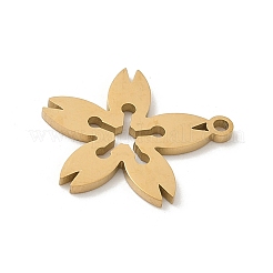 304ステンレスペンダント  花のチャーム  レーザー切断  イオンプレーティング（ip）  18KGP本金メッキ  20x18x1mm  穴：1.5mm&nbsp;STAS-V016-03G