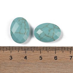 合成ターコイズカボション  オーバル  多面カット  18x13x5.5~6.5mm&nbsp;G-O175-15N-01