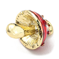 合金チャーム  エナメル  ゴールドカラー  きのこチャーム  レッド  13x9x8.5mm  穴：1.8mm&nbsp;LS-PALLOY-A005-01G-02