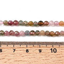 天然のマルチカラートルマリンビーズ連売り  多面カット  ラウンド  4mm  穴：0.7mm  約101個/連  15.35''（39センチメートル）&nbsp;G-G294-A01-4mm