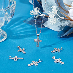 6Pcs Cross Brass Micro Pave Clear Cubic Zirconia Pendants&nbsp;KK-BBC0016-27