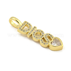 Word DIOS Rack Plating Brass Micro Pave Clear Cubic Zirconia Pendants&nbsp;KK-Z053-11G-02