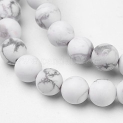 天然石ハウライトビーズ連売り  艶消し  ラウンド  6mm  穴：1mm  約63個/連  15.1インチ&nbsp;G-D809-16-6mm