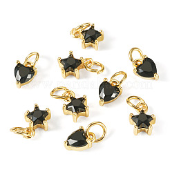 12Pcs 2 Styles Brass Micro Pave Cubic Zirconia Charms&nbsp;KK-TA0008-70D