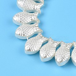 透明スプレー塗装ガラスビーズ連売り  魚  ベージュ  8.5x15.5x5.5mm  穴：0.8mm  約49個/連  16.14インチ（41cm）&nbsp;GLAA-N001-44