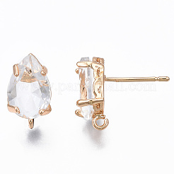 Transparent Brass Stud Earring Findings&nbsp;KK-S365-005-A01