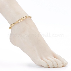 Brass Textured Paperclip Chain Anklets&nbsp;AJEW-AN00416
