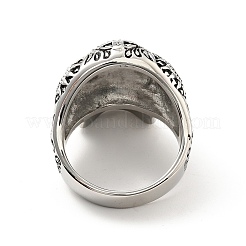316 Stainless Steel Skull with Cross Finger Ring&nbsp;RJEW-C030-02G-AS
