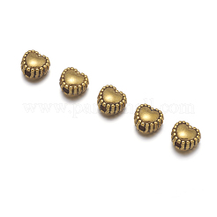チベット風合金ビーズ  カドミウムフリー＆鉛フリー  ハート  アンティーク黄金  5x6x4mm  穴：1.5mm&nbsp;PALLOY-08-AG-RS