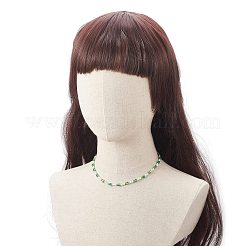 女性のためのガラスビーズのネックレス  304ステンレススチール留め具付き  ミックスカラー  15.35インチ（39cm）&nbsp;NJEW-JN04265