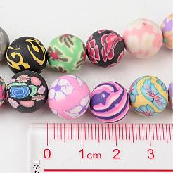 12 MM混合手作りポリマークレイラウンド/ボールビーズ  穴：1.5~2mm  34個/連  16インチ&nbsp;X-FIMO-12D