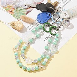 ハート＆ちょう結び＆月のアクリルビーズバッグストラップ  亜鉛合金スプリングゲートリング付き  アクアマリン  27~36.7cm  2個/セット&nbsp;AJEW-BA00111