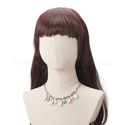 合成ターコイズ ヒトデ & 天然シェル ペンダント ネックレス  女性用304ステンレスジュエリー  ステンレス鋼  17.87インチ（45.4cm）&nbsp;NJEW-TA00063