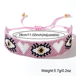 女性用ガラスシードビーズ編みビーズブレスレット  目と心  フラミンゴ  内径：11インチ（28cm）&nbsp;CI3432-2