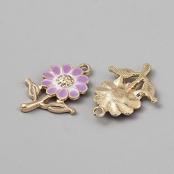 合金エナメルチャーム  ゴールドカラー  デイジー  ミディアム蘭  26.5x18.5x3.5mm  穴：2mm&nbsp;FIND-TAC0017-71A