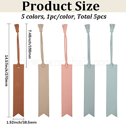 5Pcs 5 Colors PU Leather Tassel Bookmark&nbsp;AJEW-GF0011-83