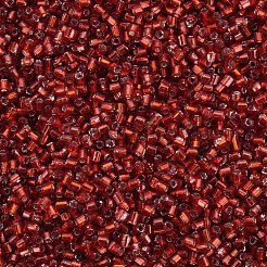ガラス竹ビーズ  銀並ぶ  ファイヤーブリック  1.8~2.2x1.8~2mm  穴：0.8~0.9mm  約15000個/ポンド&nbsp;SEED-S032-08A-25