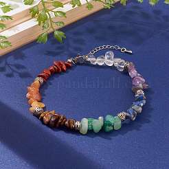 Chakra Chips Natural Gemstone Beaded Anklets&nbsp;AJEW-AN00388