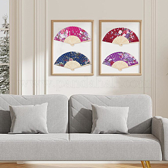 30Pcs 15 Colors Cloth Fan with Flower Pattern Display Decorations&nbsp;AJEW-WA0001-07